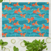 Linge De Cuisine Cute Motif de natation Goldfish & Water (Plié)