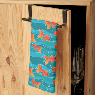 Linge De Cuisine Cute Motif de natation Goldfish & Water