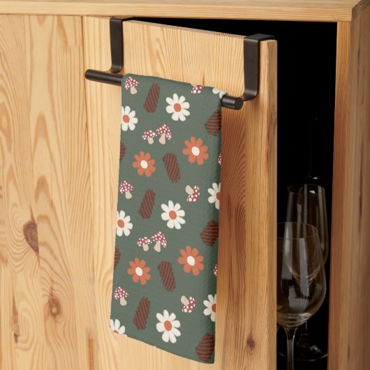 Linge De Cuisine Cute motif douillette avec fleurs champignon & pin (Pliage en tiers)
