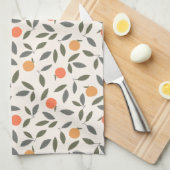 Linge De Cuisine Cute Orange et Motif Feuille (Quart Plié)