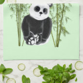 Linge De Cuisine Cute Panda assise en bambou (Plié)