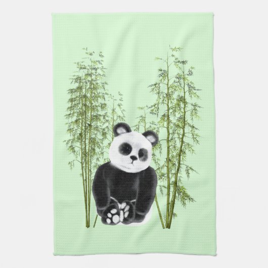 Linge De Cuisine Cute Panda assise en bambou (Vertical)