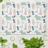 Linge De Cuisine Cute Pastel Baby Motif animal (Plié)