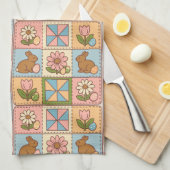 Linge De Cuisine Cute Pastel Easter Bunny Flower Patchwork  (Quart Plié)