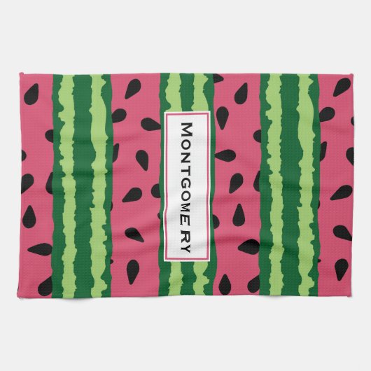 Linge De Cuisine Cute pastèque Motif rose et vert (Horizontal)