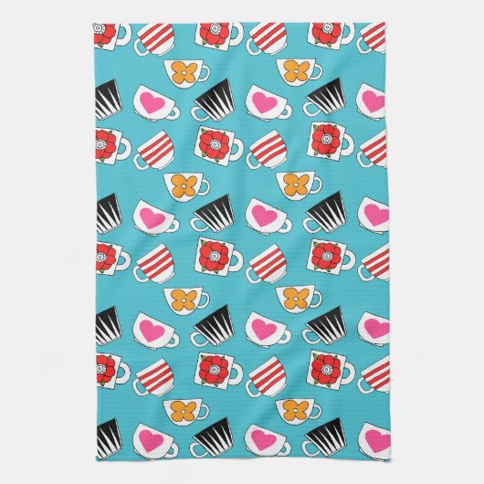 Linge De Cuisine Cute Petites Tasses Dans La Cuisine Motif (Vertical)