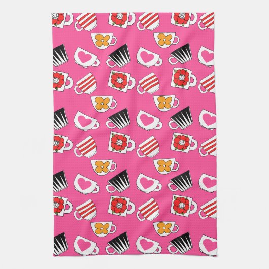 Linge De Cuisine Cute Petites Tasses Dans La Cuisine Motif (Vertical)