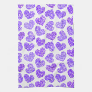 Linge De Cuisine Cute Purple Doodled Heart Valentine's Day Motif