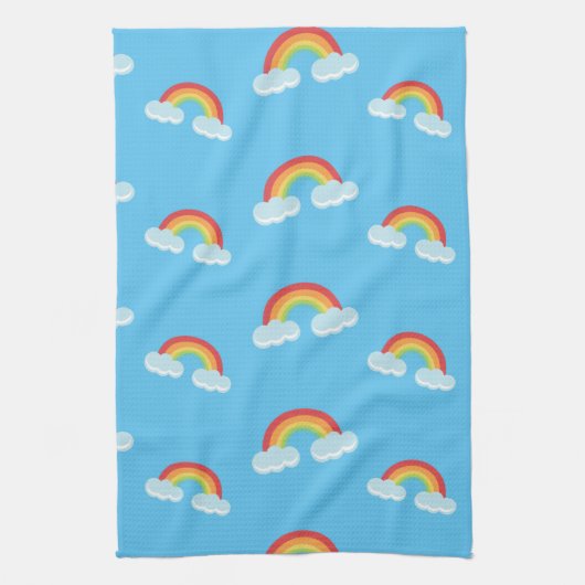 Linge De Cuisine Cute Rainbow with Clouds Pattern (Vertical)