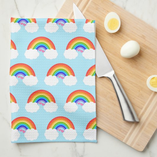 Linge De Cuisine Cute Rainbows Avec Motif Coeur (Quart Plié)