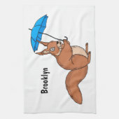 Linge De Cuisine Cute red squirrel with umbrella cartoon  (Vertical)