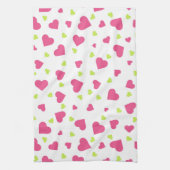 Linge De Cuisine Cute rose et vert Tumbling Hearts Motif (Vertical)