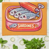 Linge De Cuisine Cute Sardines Fish Cartoon (Plié)