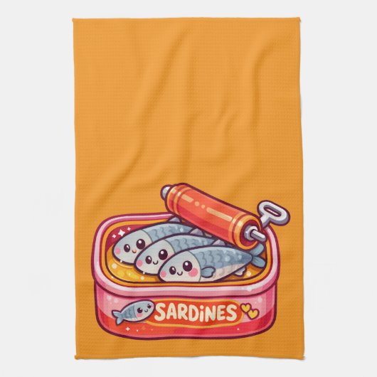 Linge De Cuisine Cute Sardines Fish Cartoon (Vertical)