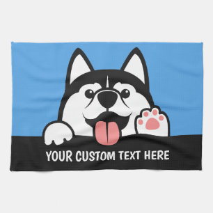 Linge De Cuisine Cute Siberian Husky texte personnalisé