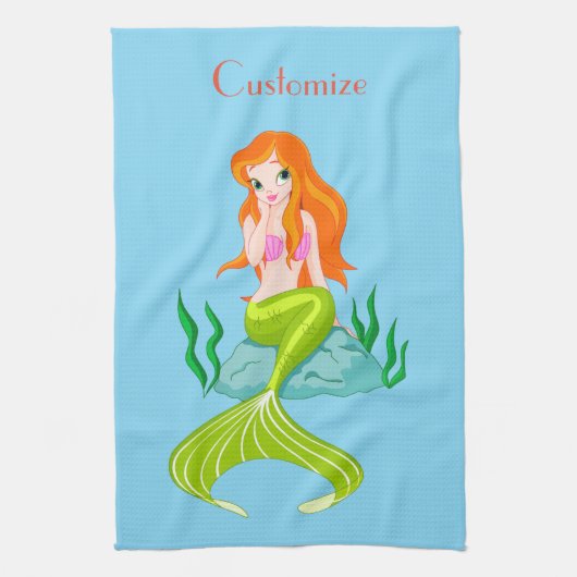 Linge De Cuisine Cute Sirène Redhead Thunder_Cove (Vertical)