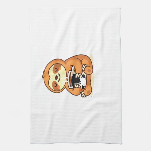 Linge De Cuisine Cute Sloth Relaxing with Hot Coffee Premium T-Shir (Vertical)