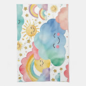 Linge De Cuisine Cute Smiling Clouds Suns Rainbows Kitchen Towel (Vertical)