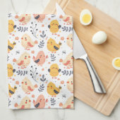 Linge De Cuisine Cute Spring Chicks et modèle floral (Quart Plié)
