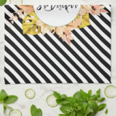 Linge De Cuisine Cute Stripes et Monogramme Floral (Plié)
