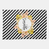 Linge De Cuisine Cute Stripes et Monogramme Floral (Horizontal)