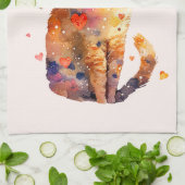 Linge De Cuisine Cute Tabby Chat avec Coeurs (Plié)