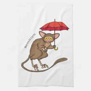Linge De Cuisine Cute Tarsier avec dessin animé parapluie