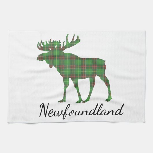 Linge De Cuisine Cute Tartan moose Newfoundland tea towel (Horizontal)