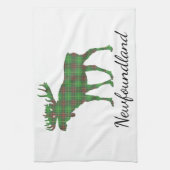 Linge De Cuisine Cute Tartan moose Newfoundland tea towel (Vertical)