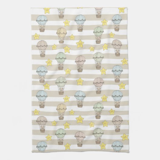 Linge De Cuisine Cute Teddy Bear Montgolfière Motif Neutre 3 (Vertical)