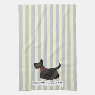 Linge De Cuisine Cute Terrier bleu et crème rayé