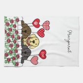 Linge De Cuisine Cute Trois Labradors Cartoon Watching Roses (Horizontal)