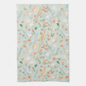 Linge De Cuisine Cute Turquoise bébé animal Pastel Motif (Vertical)