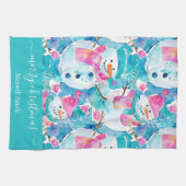 Linge De Cuisine Cute turquoise snowmen script christmas (Horizontal)