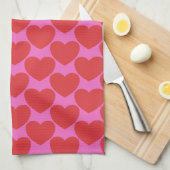 Linge De Cuisine Cute Valentine's Day Pink and Red Heart Pattern (Quart Plié)