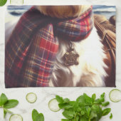 Linge De Cuisine Cute West Highland Peinture de Terrier blanc (Plié)