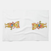 Linge De Cuisine Cute Whimsical Fatigué Chat Boire Café (Horizontal)