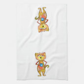 Linge De Cuisine Cute Whimsical Fatigué Chat Boire Café (Vertical)