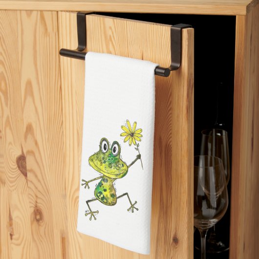Linge De Cuisine Cute Whimsical Happy Frog (Pliage en tiers)