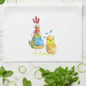 Linge De Cuisine Cute Whimsical Mama poulet avec bébé (Plié)