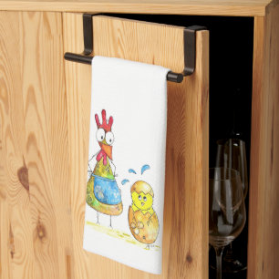Linge De Cuisine Cute Whimsical Mama poulet avec bébé
