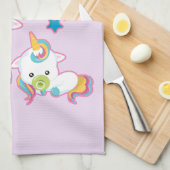 Linge De Cuisine Cute White Unicorns Magical Mama & Baby (Quart Plié)