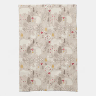 Linge De Cuisine Cute Woodland Animaux Nordic Motif Noël
