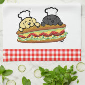 Linge De Cuisine Cute Yellow Lab Black Lab Cartographie Sandwich (Plié)
