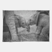 Linge De Cuisine Cutest Baby Animals | Baby Elephants Greeting (Horizontal)