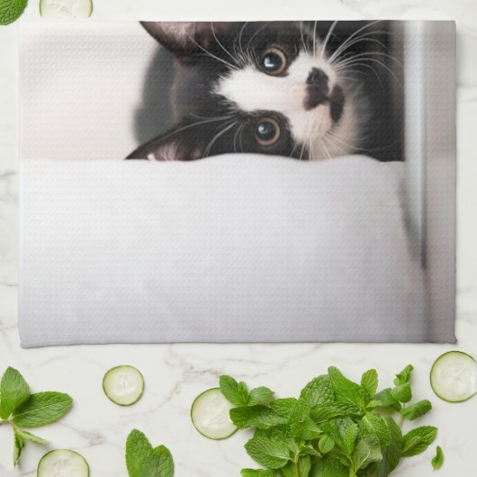 Linge De Cuisine Cutest Baby Animals | Black & White Kitten (Plié)