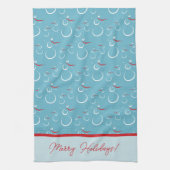 Linge De Cuisine Cyan Red Merry Holidays Jote Snowman Motif (Vertical)