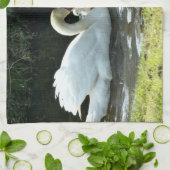 Linge De Cuisine Cygne blanc avec poules (Plié)