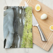 Linge De Cuisine Cygne blanc avec poules (Quart Plié)