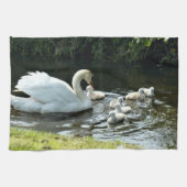 Linge De Cuisine Cygne blanc avec poules (Horizontal)